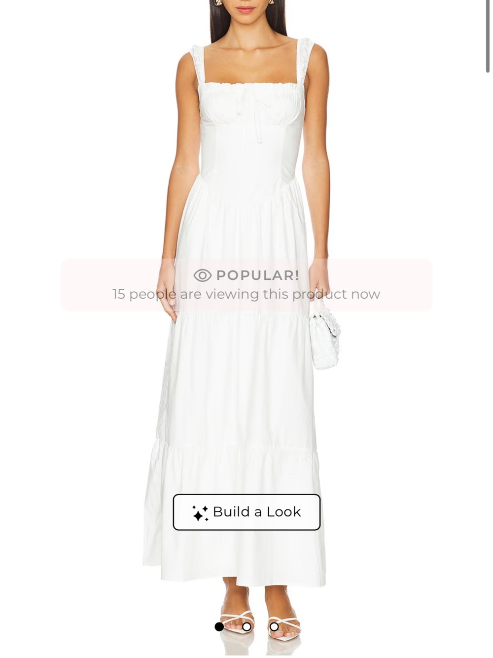 Maeve White  Square-Neck Tiered Maxi Dress